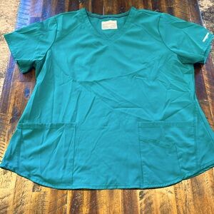 Women's Skechers Scrub top, Breeze 3-Pocket Curved V-Neck Scrub Top, Hunter, 2XL